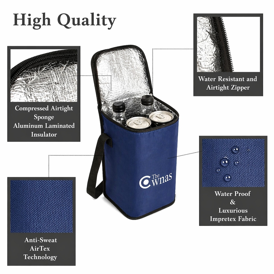 image 1 of Camp&Fire Cooler Bag. 6L Insulated Thermal Bag with Shoulder Strap for Picnic, Travel and Camping. | Blue | Navy | 1
