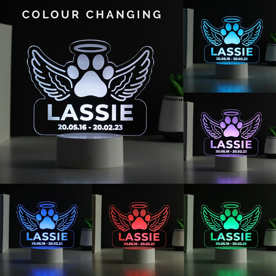 image 1 of Personalised Pet Memorial Colour Changing LED Light