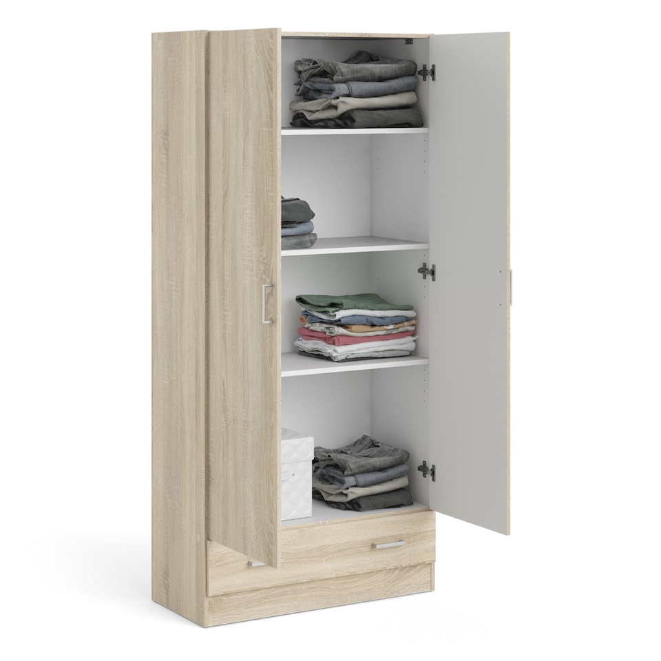 image 1 of Space Wardrobe with 2 Doors + 1 Drawer in Oak 1750