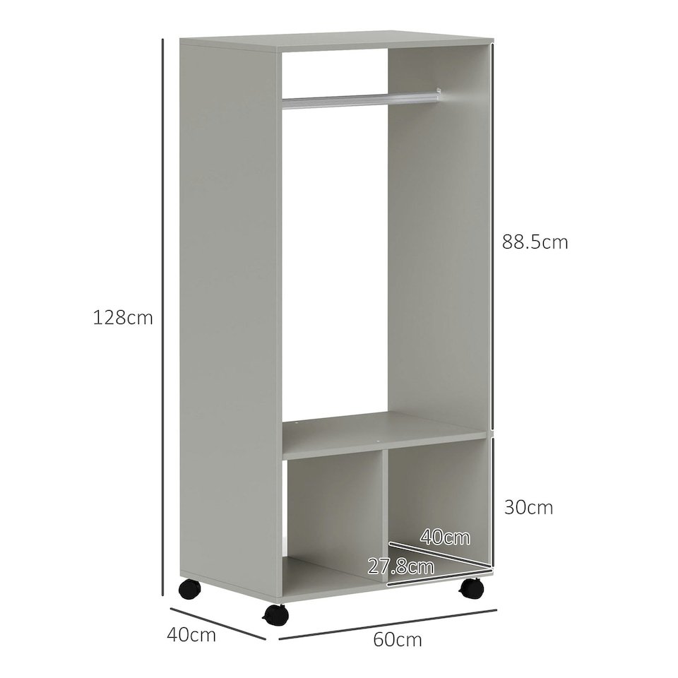 image 1 of HOMCOM Open Wardrobe Clothes Rail Bedroom Clothes Storage Rod Grey