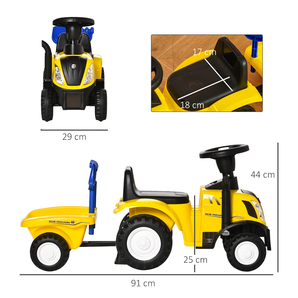 image 1 of HOMCOM Ride On Tractor Toddler Walker Foot To Floor Slider 12-36 Months Yellow
