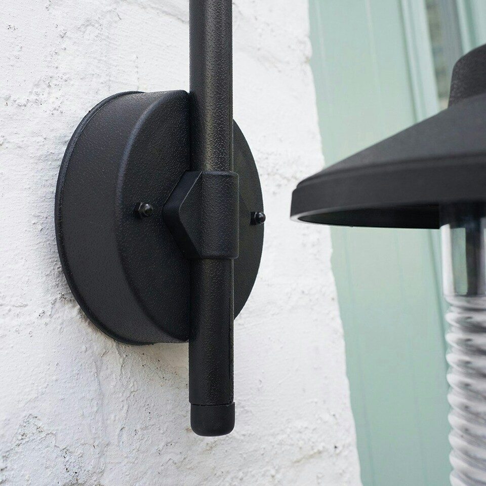 image 1 of ValueLights Eyam Swan Neck Black Outdoor Wall Lantern