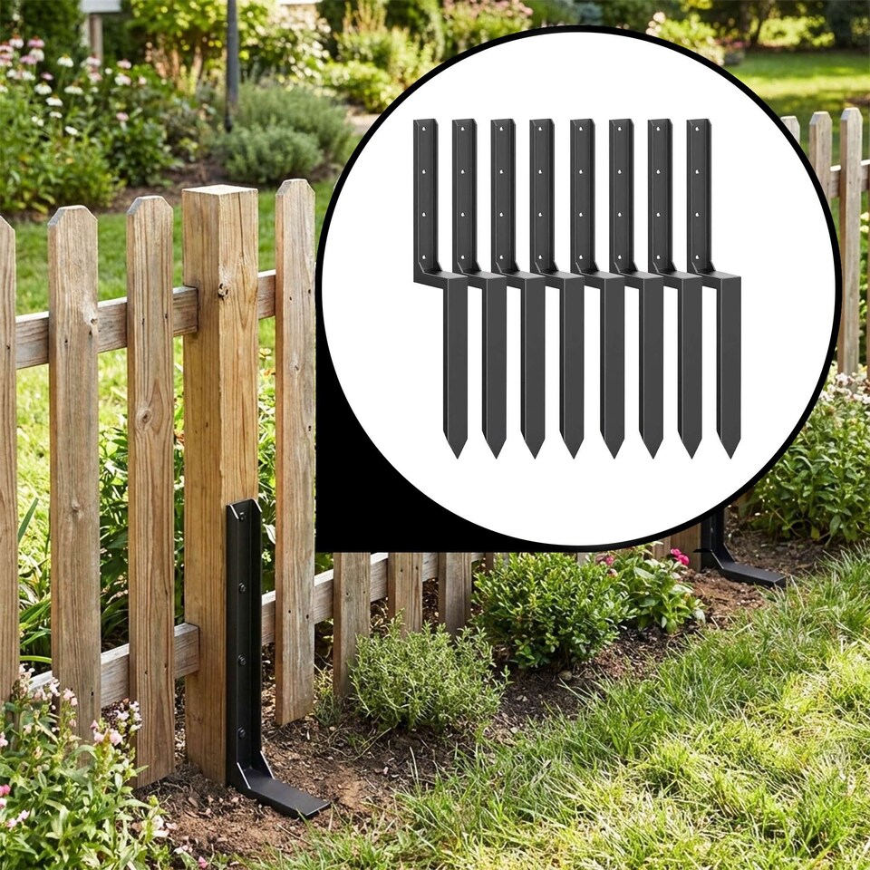 image 1 of Metal Fence Post Support and Repair Spikes | Black