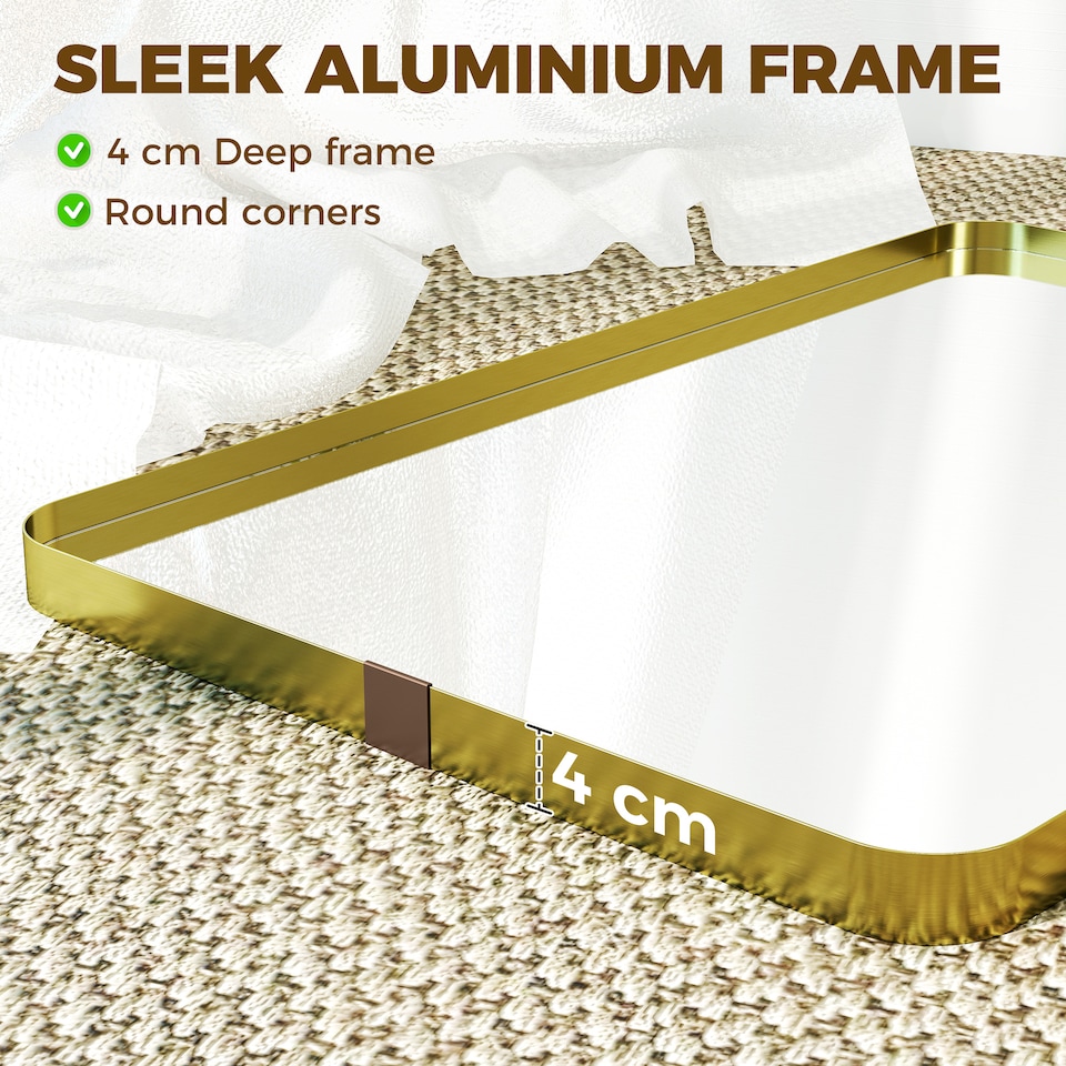 image 1 of HOMCOM Rectangular Wall Mirror, 90 x 60 cm Wall Mounted Bathroom Mirror