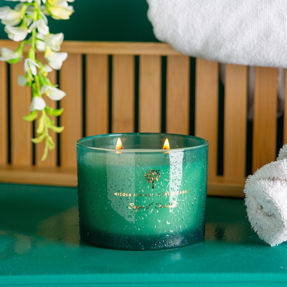 image 1 of Nicola Spring Soy Wax Scented Candles - 350g - Sage & Seasalt - Pack of 3 | Green | Green
