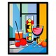 image 1 of Cocktail Party Vibrant Geometric Graphic Home Decor Black Framed Wall Art Print A4