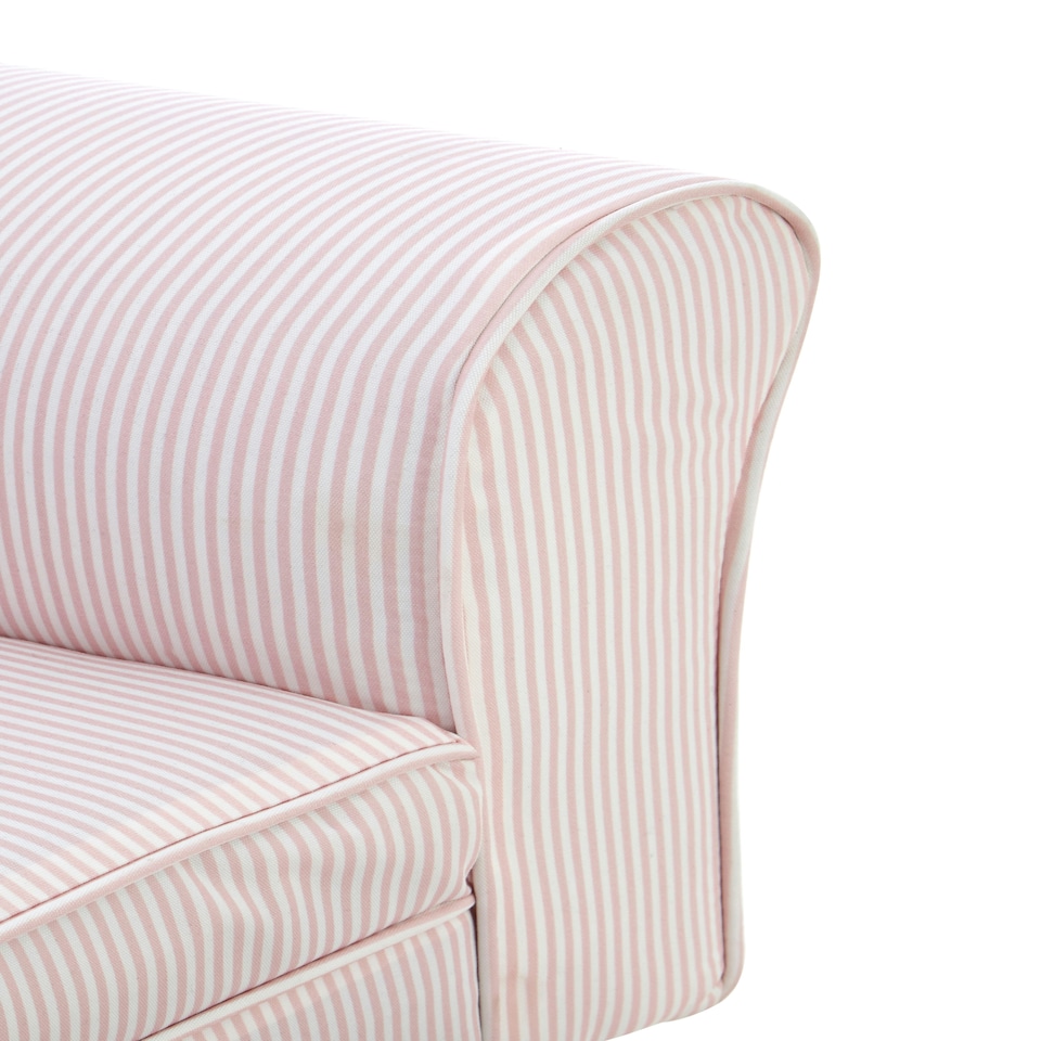 image 1 of Premier Kids Pink and White Stripe Rocker with Footstool for Kids, Velvet Stool, Adjustable Sofa Footstool, Ergonomic Sofa