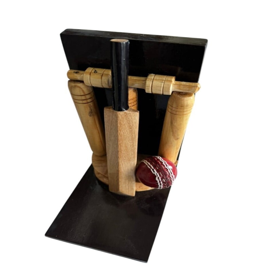 image 1 of CRICKET-GIFTS Cricketing Bookend Single Unit, Wooden, 22cm high, Can also be used as a presentation trophy