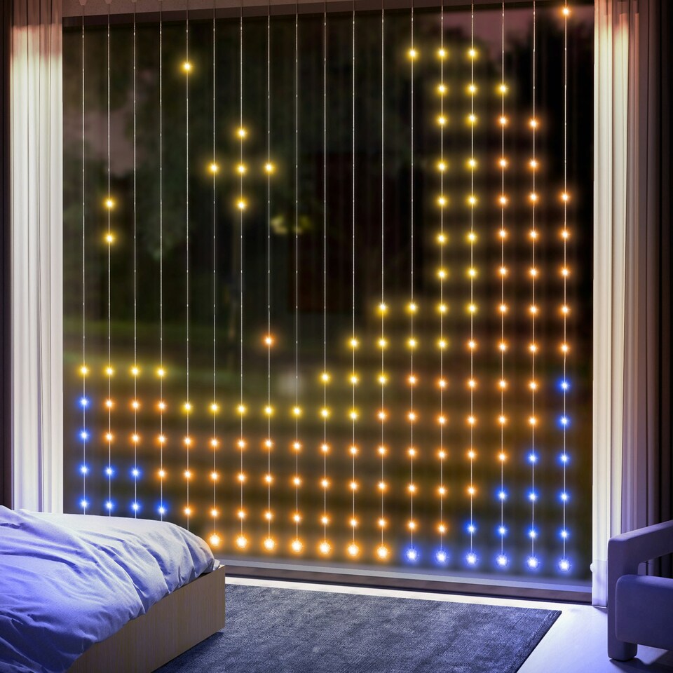 image 1 of HOMCOM Smart LED Curtain Lights, Dynamic DIY Fairy Lights, 3x3(m)