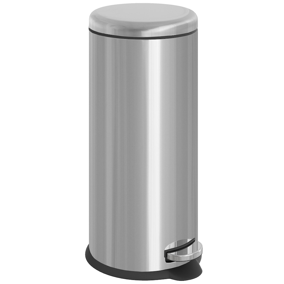 image 1 of HOMCOM Foot Pedal Bin Stainless Steel Metal Waste Rubbish Lid Kitchen Garbage 30L Silver | Multi | 1