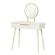 image 1 of HOMCOM Modern Dressing Table w/ 2 Drawers Round Mirror for Bedroom White