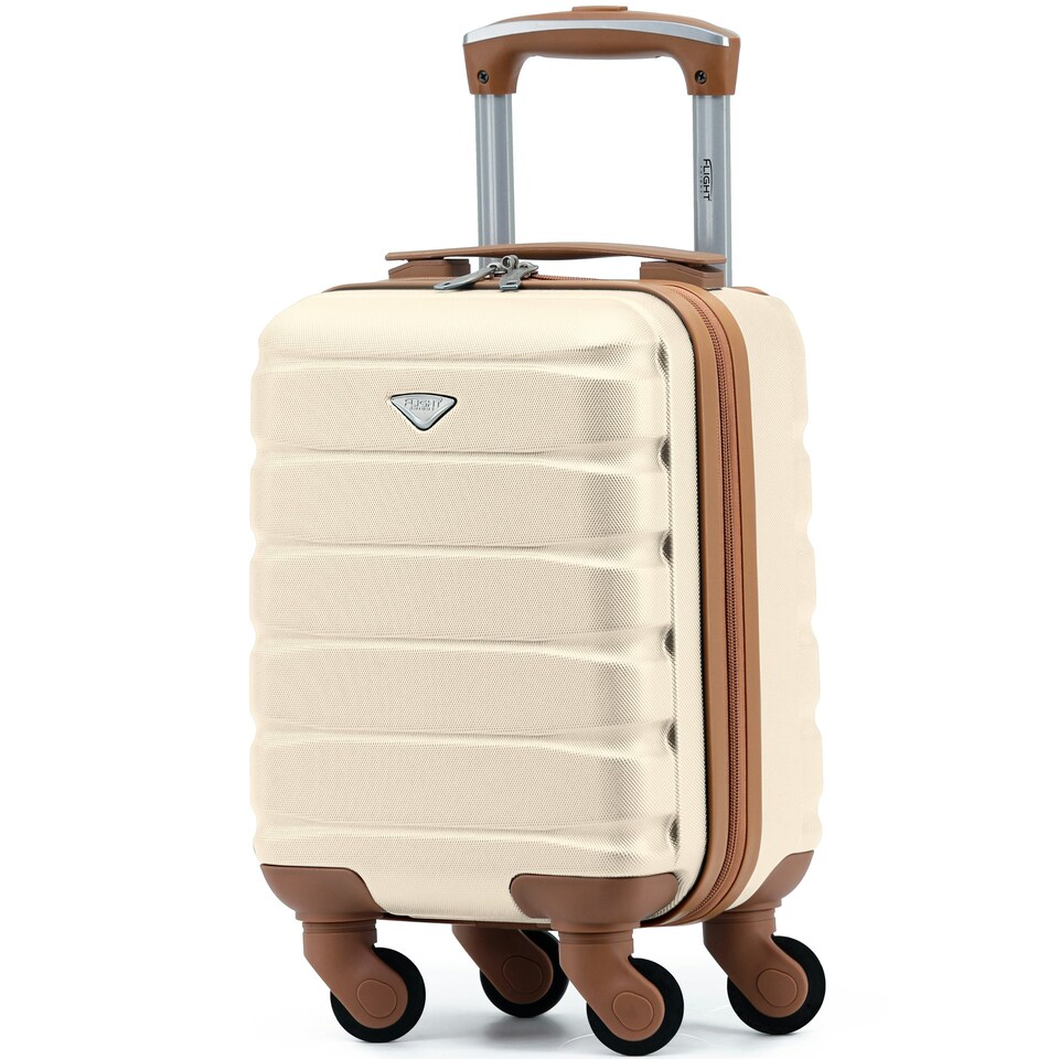 image 1 of 40x20x25cm Ryanair Free Carry-On Maximum Size Cabin Suitcase - Lightweight 4 Wheel ABS Hard Case - Cabin Carry On Hand Luggage Suitcase 100+ Airline Approved Cream | Cream | Cabin Bag