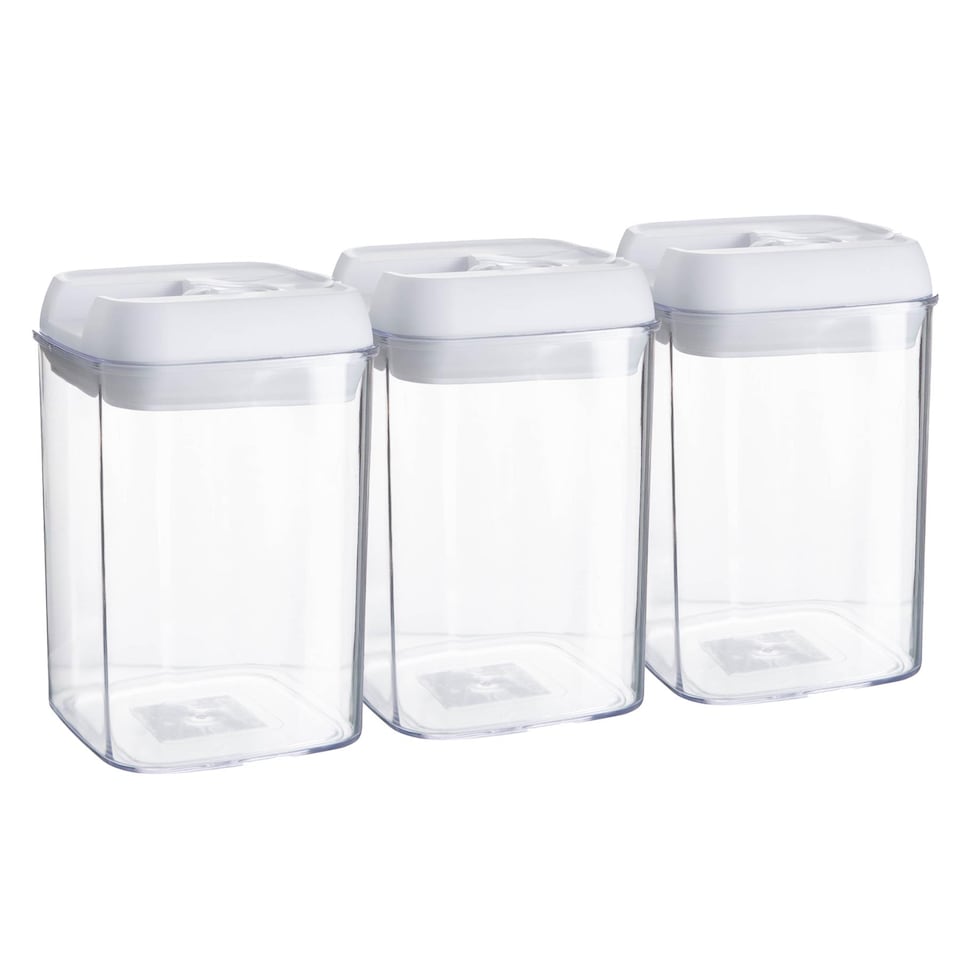 image 1 of Argon Tableware Flip Lock Plastic Food Storage Containers - 800ml - White - Pack of 3