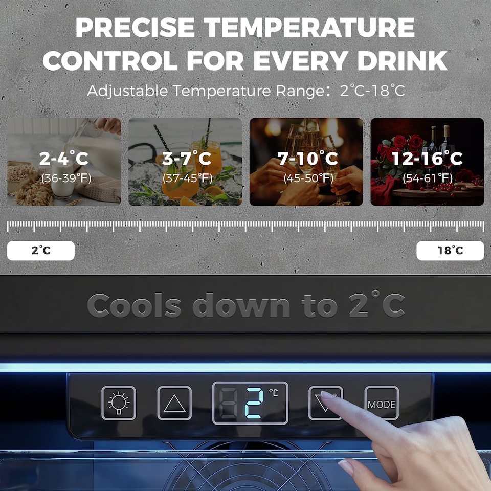 image 1 of HOMCOM 90 L Drinks Fridge, 139 Can Under Counter Freestanding Wine Cooler