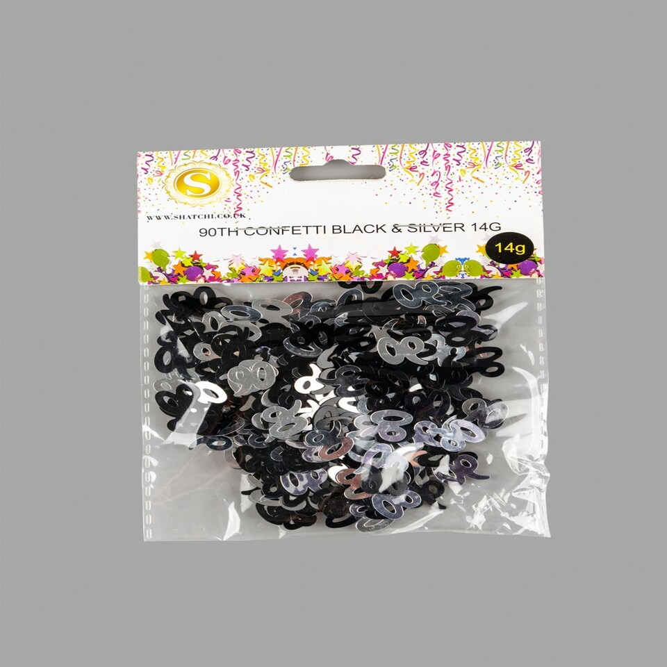 image 1 of 90th Confetti Black & Silver 14G 2PK