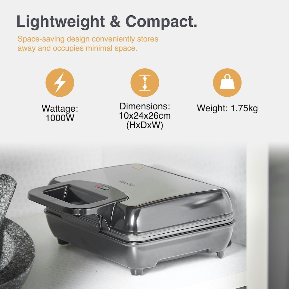 image 1 of VonShef Dual Belgian Waffle Maker W/ Non-Stick Plates 1000W