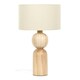 image 3 of ValueLights Azalea Rustic Wooden Bedside Table Lamp with a Natural Drum Lampshade - Bulb Included
