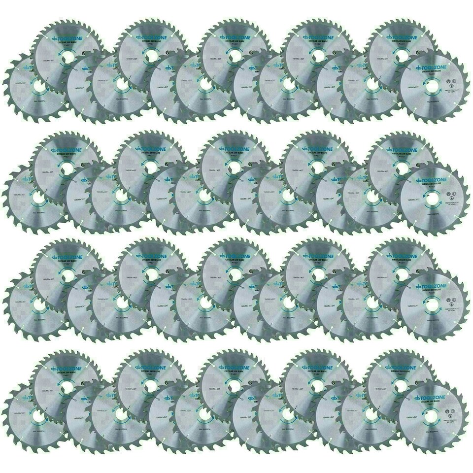 image 1 of 184mm TCT Circular Saw Blades Coarse - Fine 20 24 40 Teeth + Adaptor Rings 60pc