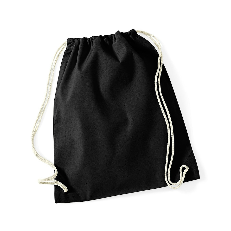 Westford Mill Cotton Drawstring Bag - Black - One Size (UTRW9129)