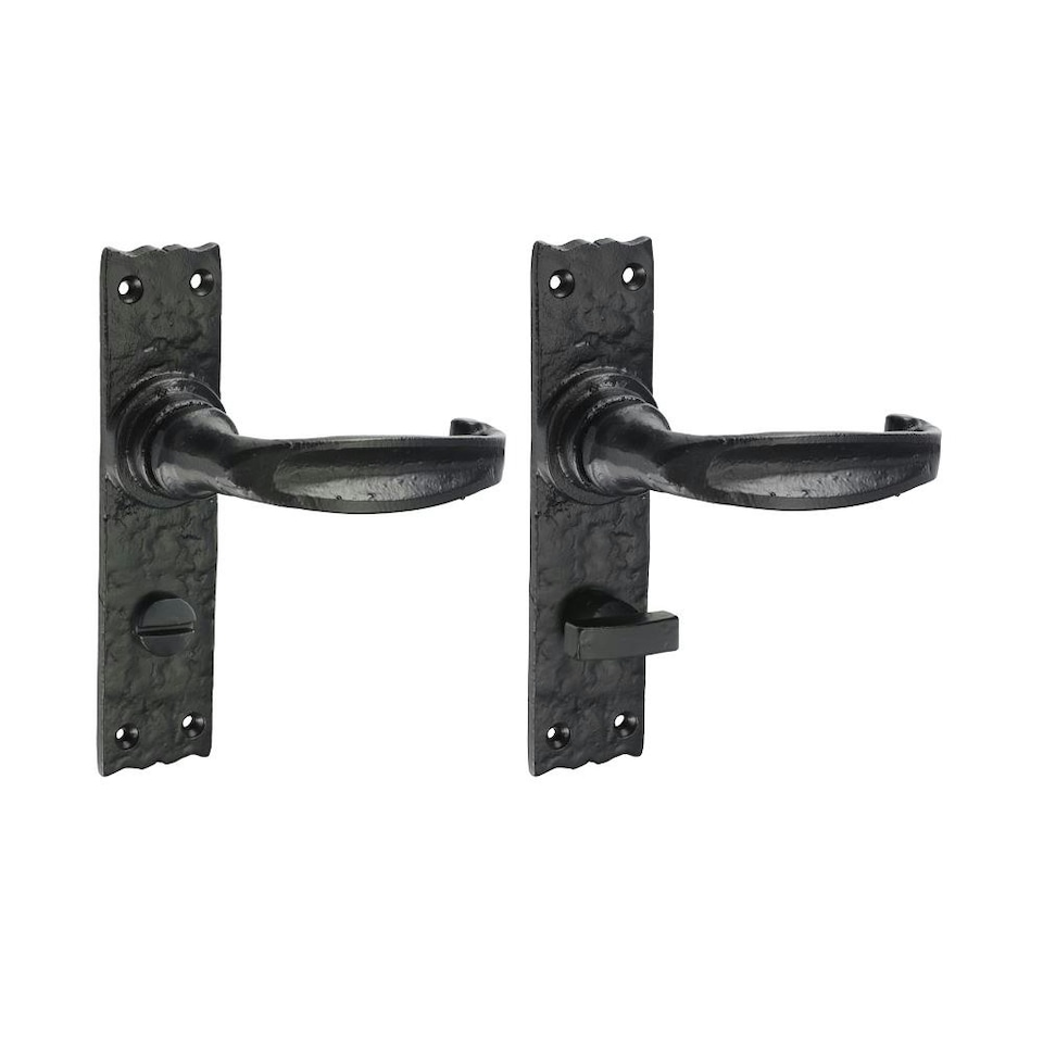 Timco - Narrow Style Bathroom Lock Handles - Antique Black (Size 155 x 37 - 2 Pieces) Black