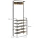 image 3 of HOMCOM Coat Rack, Coat Stand with Shoe Storage, 5 Hooks Brown