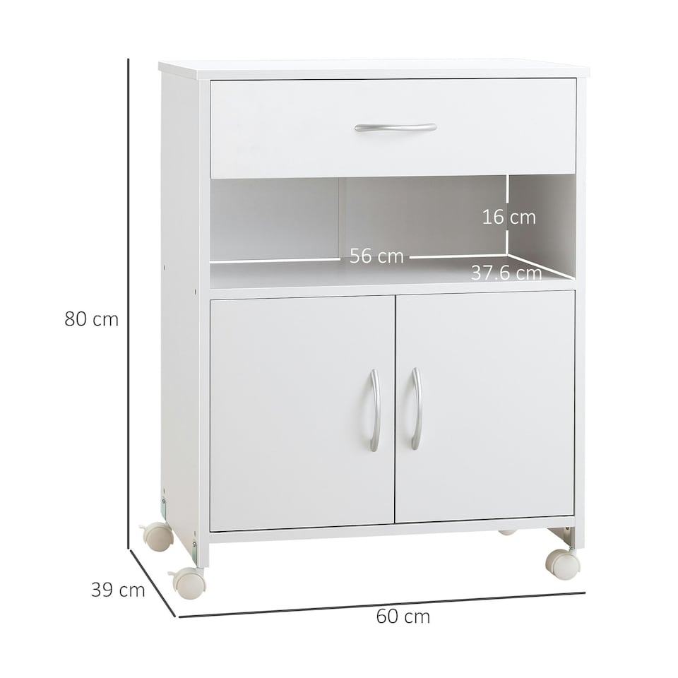 image 1 of Vinsetto Mobile Printer Stand w/ Storage Shelf Universal Wheels for Home White