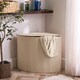 image 1 of OHS Corner Laundry Basket Foldable Hamper with Lid | Cream | Natural