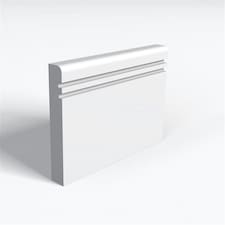 Pack of 5 (Total 5 Units) - MDF Primed Pencil Round 2 Square Grooves Skirting Board - 18mm (T) x 194mm (H) x 4200mm (L)