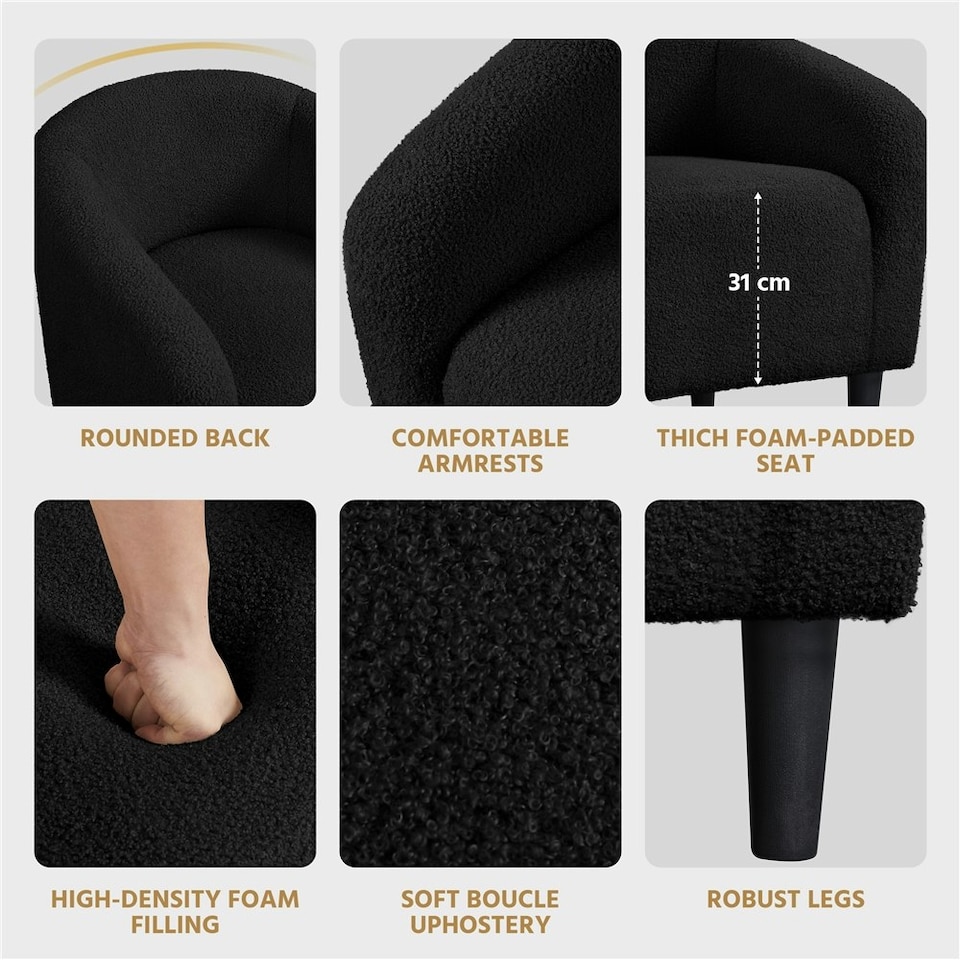 image 1 of Yaheetech Fabric Club Chair Upholstered Accent Barrel Chair Black