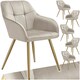 image 1 of Chair Marilyn - quilted velvet look, continuous backrest, golden steel legs - Set of 6 Brown | Taupe/Gold