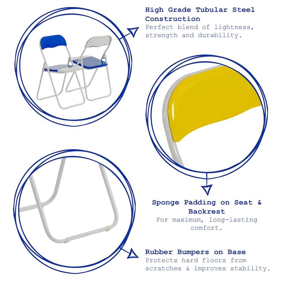 image 1 of Harbour Housewares Harbour Housewares Coloured Padded Folding Chairs - 44cm - Multi - Pack of 6 | Multi | Multi