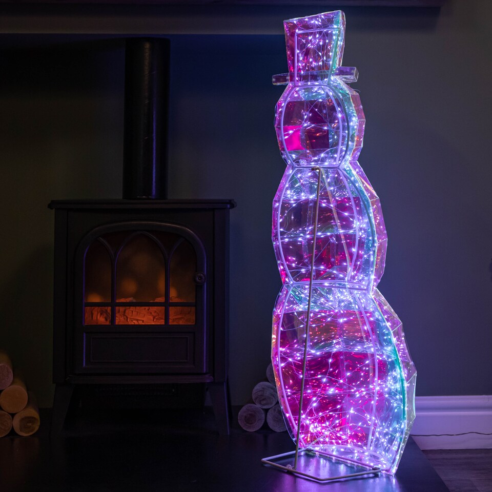 image 1 of 91cm DreamLights Iridescent Christmas Snowman with 400 White LEDs