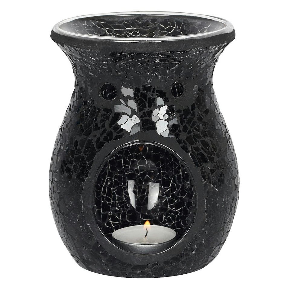 image 1 of Something Different Crackle-Effect Oil Burner - Black - L