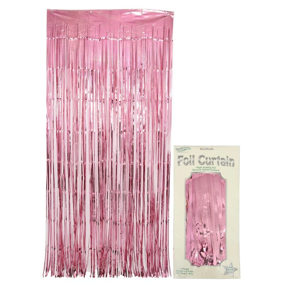 Oaktree Foil Metallic Door Curtain - Light Pink - One Size