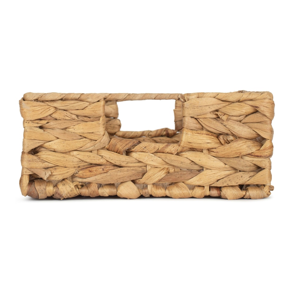 image 1 of Water Hyacinth Shallow Rectangular Storage Basket Brown | Brown | L