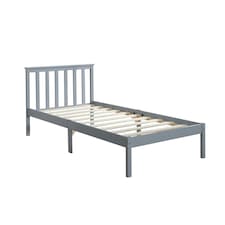 Single Pine Solid Wood Bed 3ft Grey Low End Slatted Base Furniture Headboard