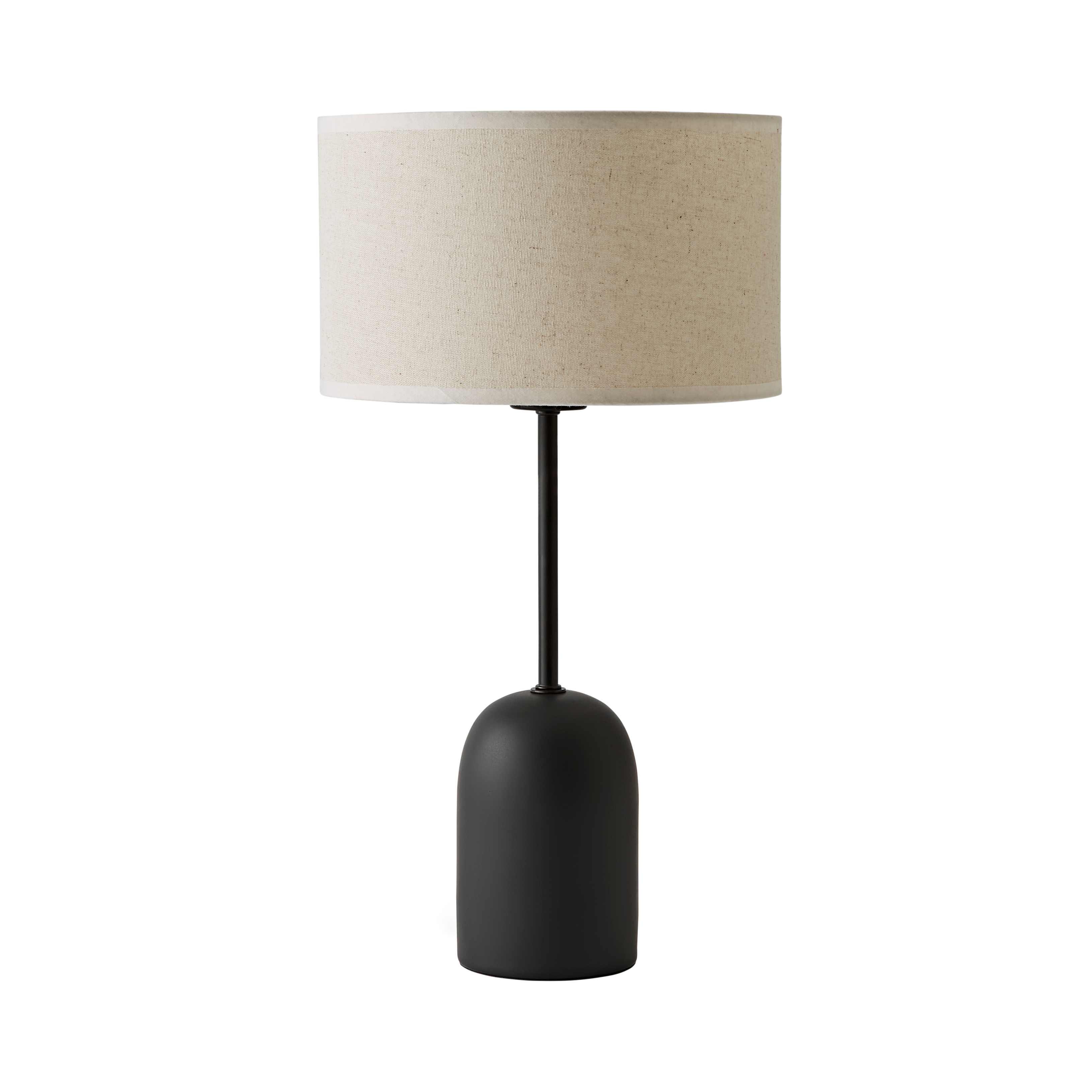 ValueLights Kaiden Black Dome Table Lamp with Trim Edge Linen Drum Shade & Bulb in White