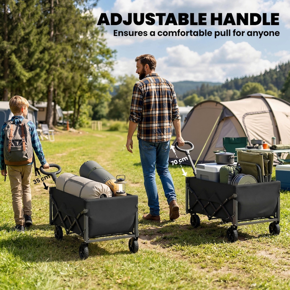 image 1 of Outsunny 60L Festival Trolley on Wheels, Collapsible Wagon Cart | Black | Black | 71 x 45 x 86 cm