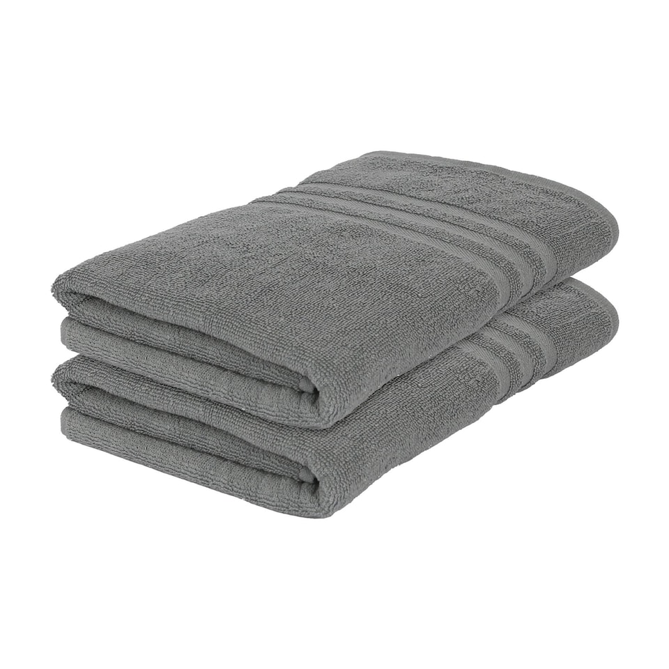 image 1 of Nicola Spring Cotton Bath Towels - 135cm x 70cm - Grey - Pack of 2