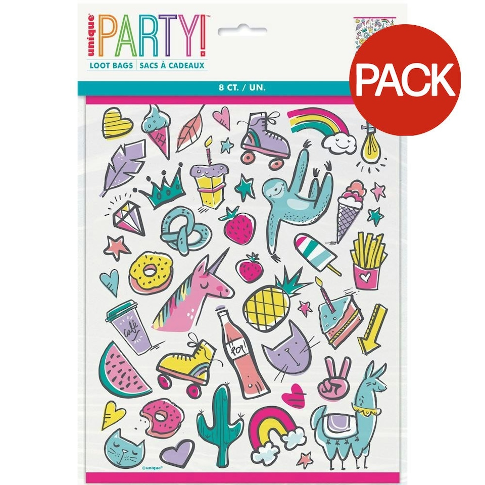 Unique Party Favorite Things Birthday Party Bags (Pack of 8) - Multicoloured - One Size