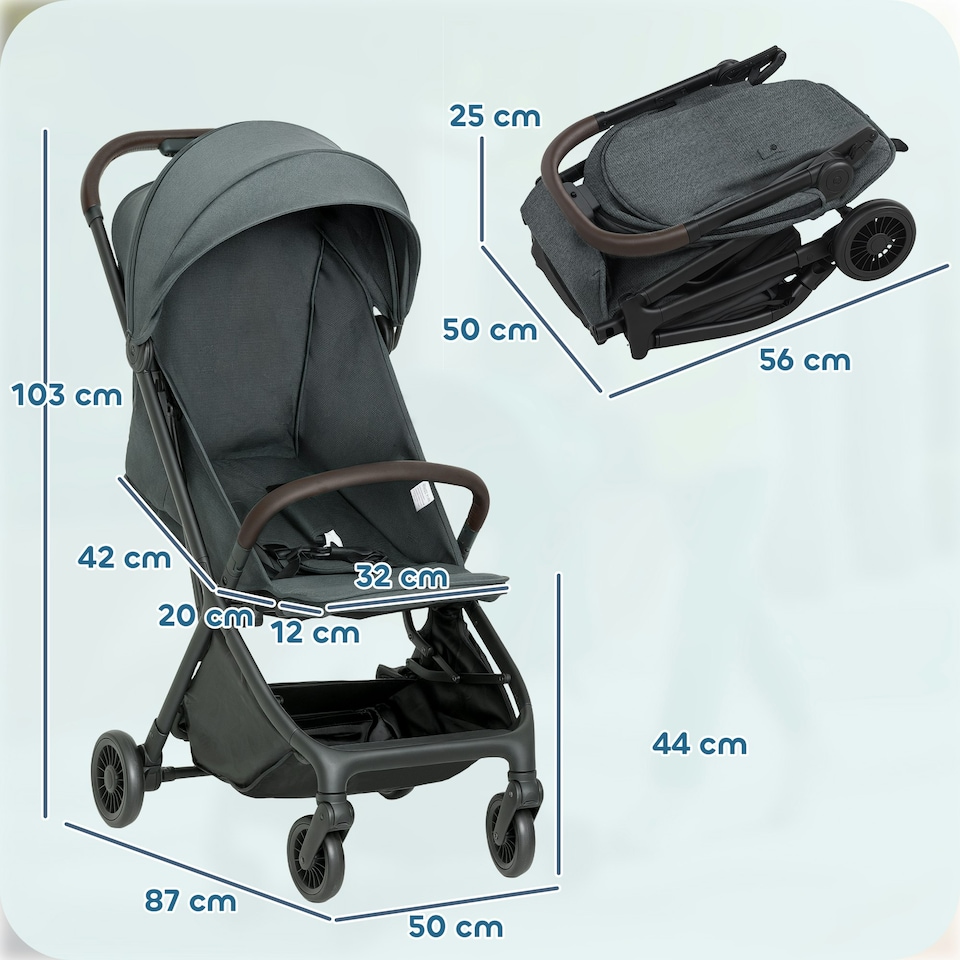 image 1 of AIYAPLAY Baby Stroller with Adjustable Seat, Travel Pushchair, Dark Grey Grey | Dark Grey