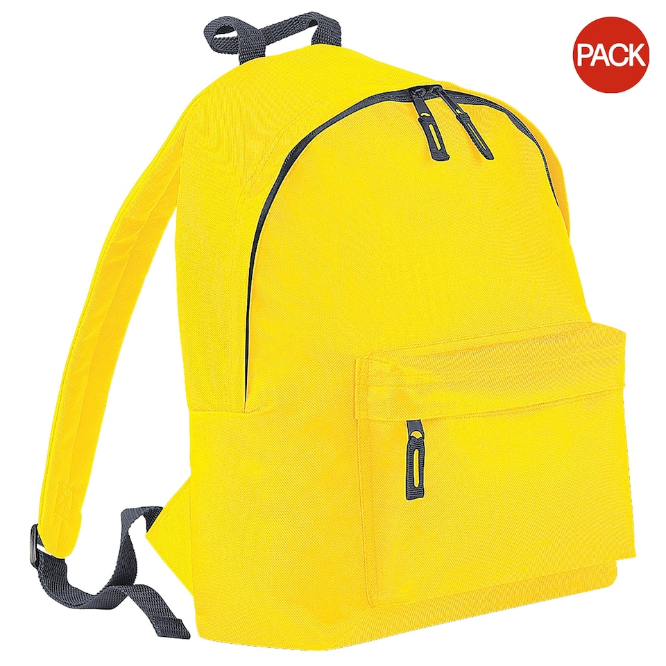 Bagbase Fashion Backpack / Rucksack (18 Litres) (Pack Of 2) - Yellow/Graphite Grey - One Size