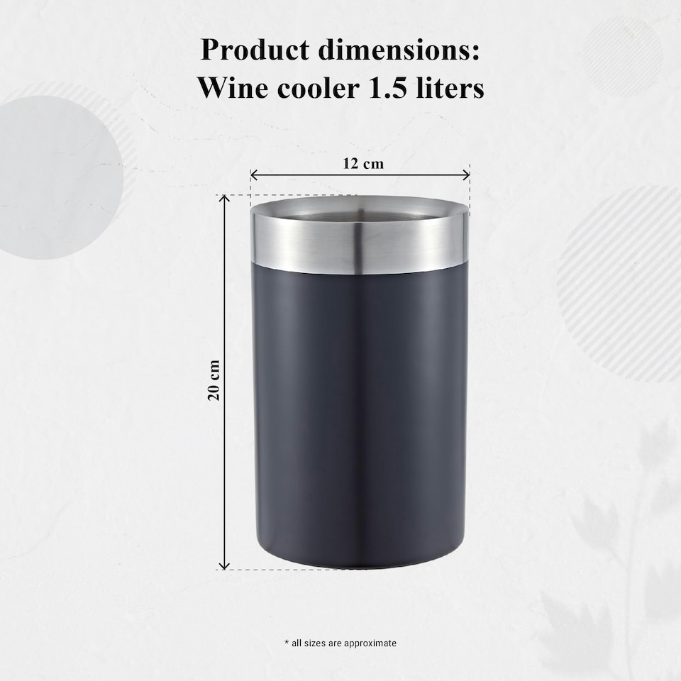 image 1 of Buckingham Double Wall Stainless Steel Professional Wine Cooler 1.5 Litre / 20 cm , black finish