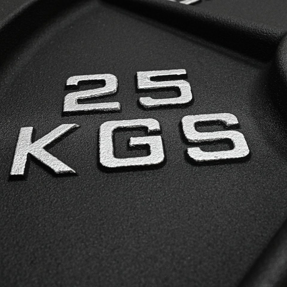 image 1 of GYM SETS UK  Cast Iron Weight Plates- (2x 25kg (PAIR) / With 7ft Cheshire Barbell + Clips)