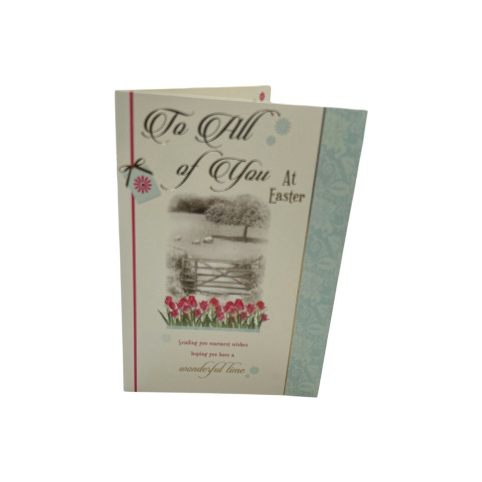 image 1 of To All Of You Wonderful Time Pink Tulips Design Easter Card