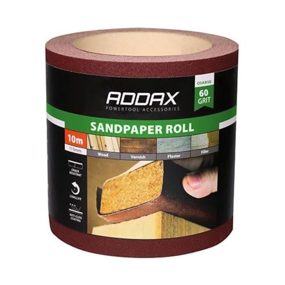 image 1 of Timco - Sandpaper Roll - 60 Grit - Red (Size 115mm x 10m - 1 Each)