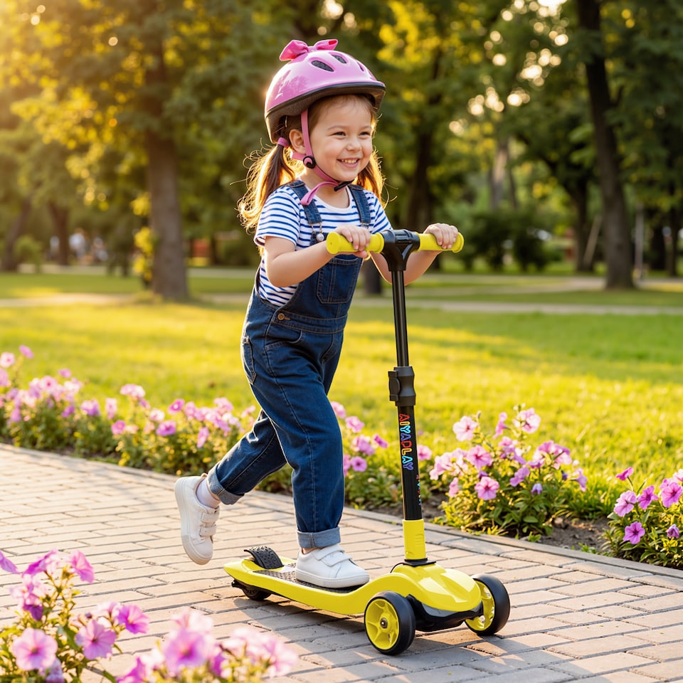 image 1 of AIYAPLAY Electric Scooter for Age 6-10, 3 Wheel Foldable Kids Scooter | Yellow
