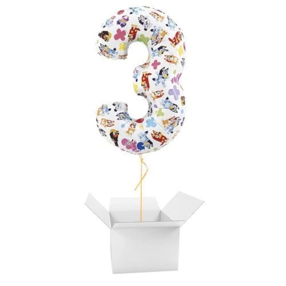 Bluey Number 3 Giant Foil Helium Balloon - Inflated Balloon in a Box