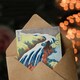 image 3 of Hokusai Japanese Art Card Waterfall Where Yoshitsune Washed His Horse