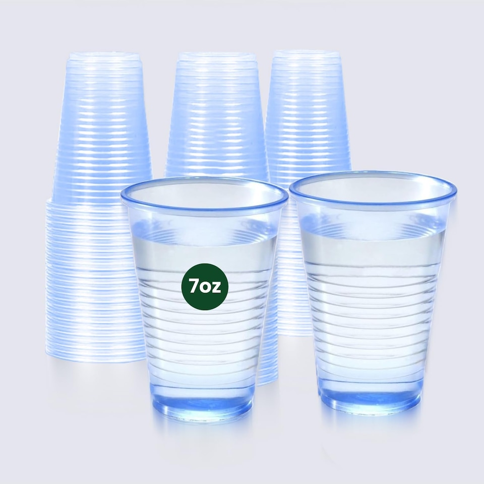 image 1 of ECONX 7oz Disposable Blue Vending Water Cooler Drinking Cups Plastic Strong Drinking Glasses 100pc